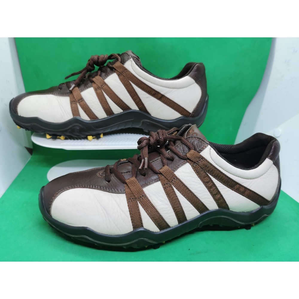 Ecco Golf Cas Cool Mens Brown Classic Leather Comfort Shoes spike Size 8.5/ 42 - Picture 2 of 16